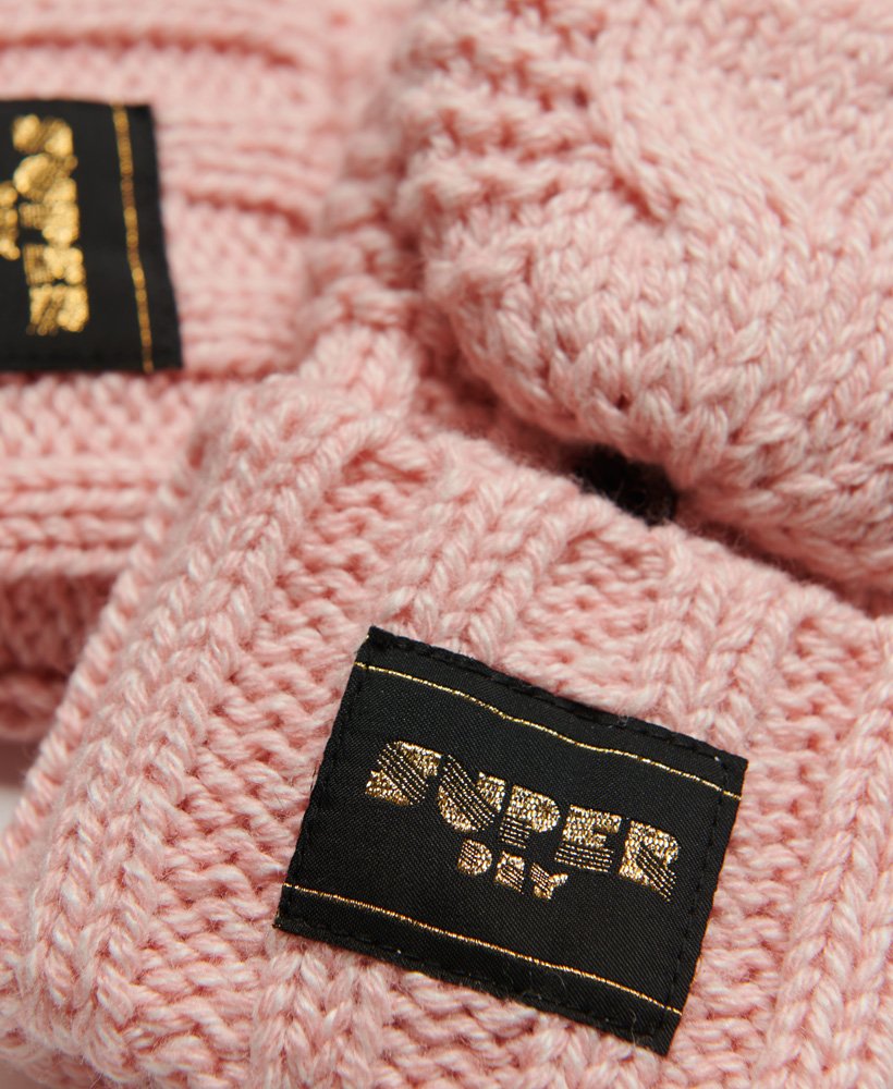 Superdry Cable Knit Gloves Pink Fleck