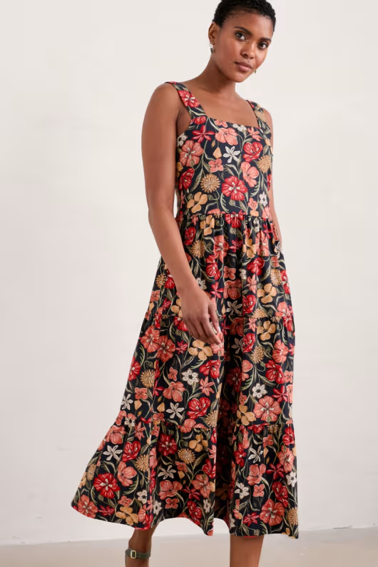 Seasalt Deep Water Tiered Dress Folky Poppy Inkwell Seasalt clothing womens dress