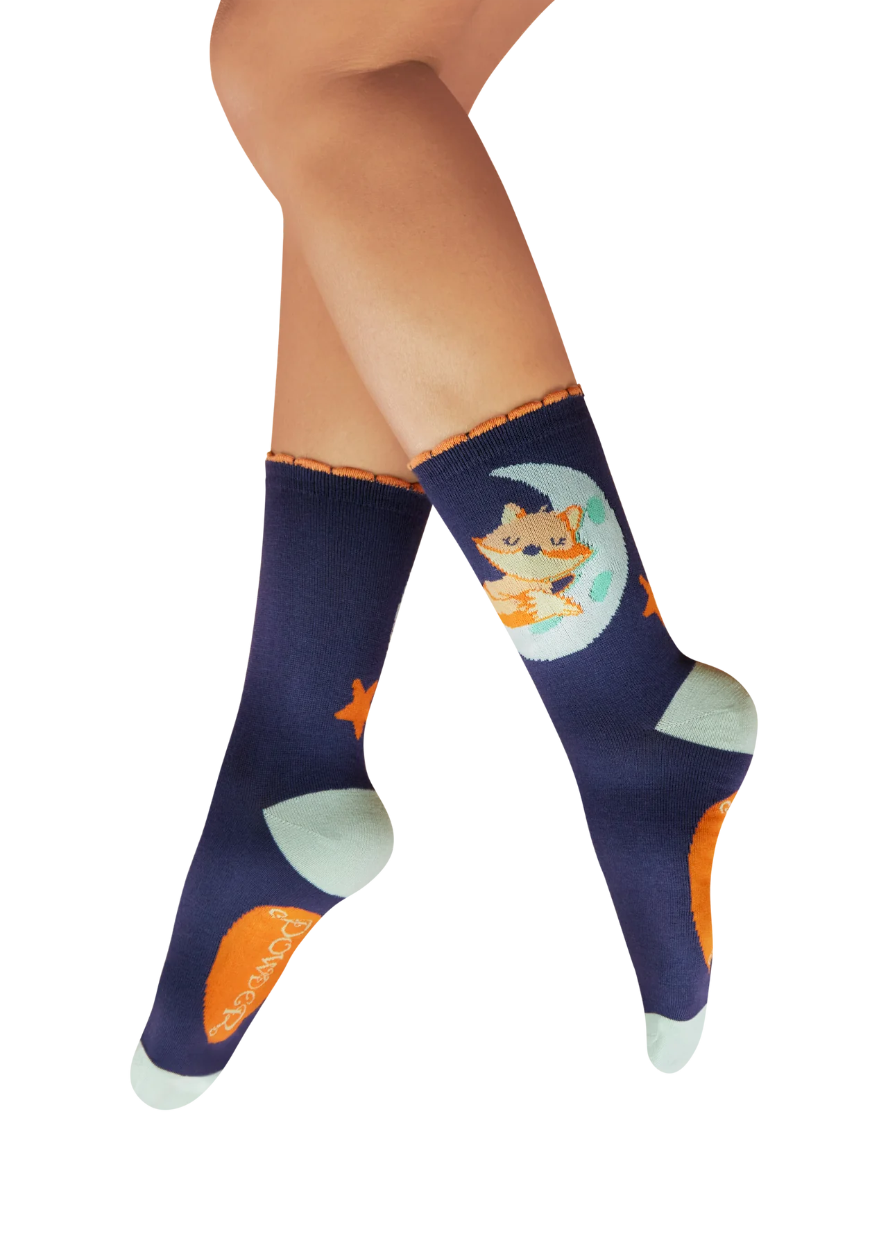 Powder Dreaming Fox Ankle Socks Navy