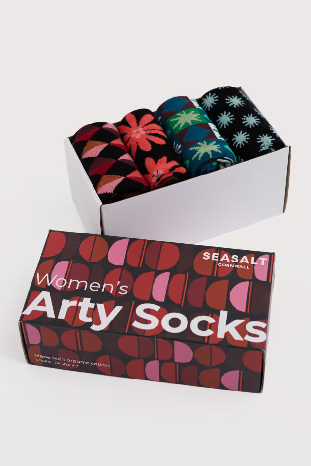 Seasalt Gift Box of 4 Women’s Arty Geometric Printmaker Mix Socks