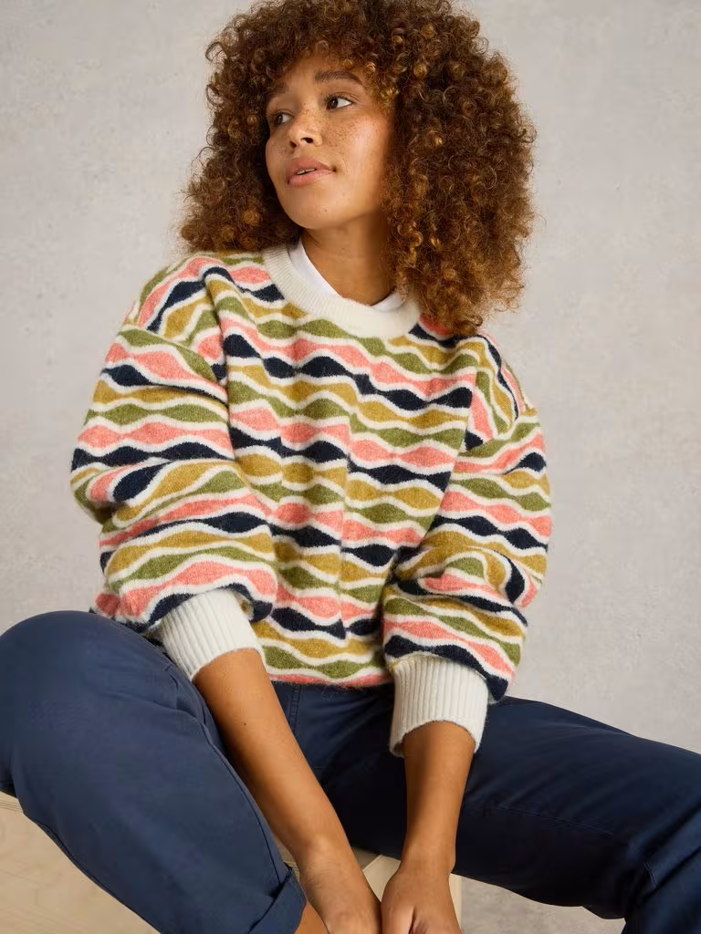 White Stuff Gina Geo Jumper Natural