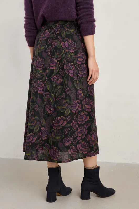 Seasalt Tawny Owl Midi Skirt Tapestry Bloom Grape