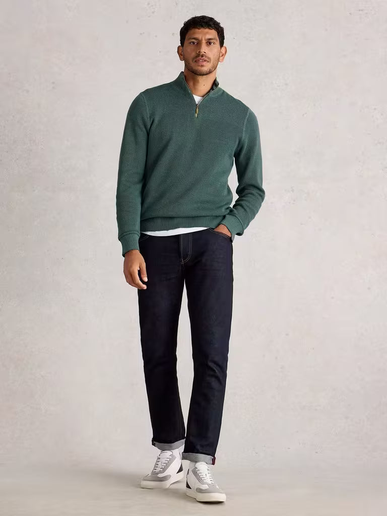White Stuff Attadale Funnel Neck Long Sleeve Jumper Dark Green Mens Jumper White Stuff Clothing