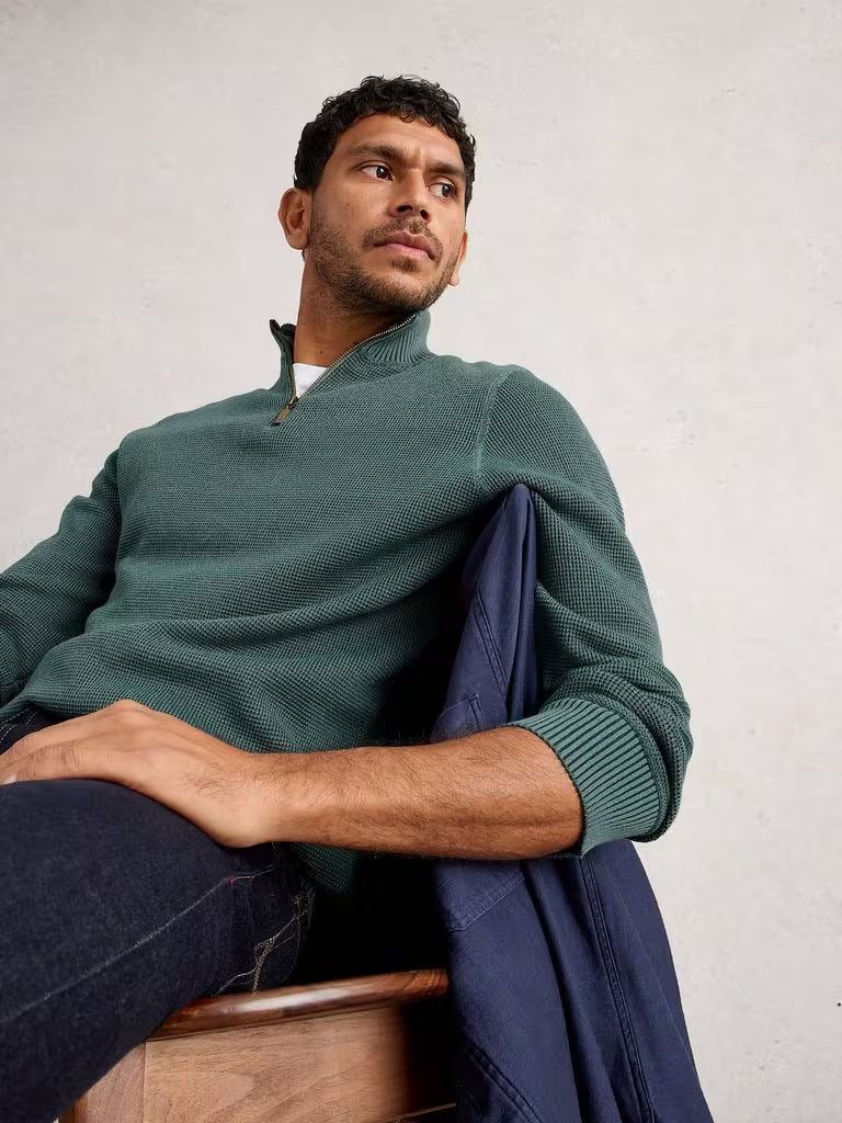 White Stuff Attadale Funnel Neck Long Sleeve Jumper Dark Green