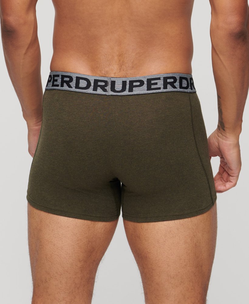 Superdry Organic Cotton Boxer Triple Pack Asphalt Grit/Winter Kahki Grit/Black