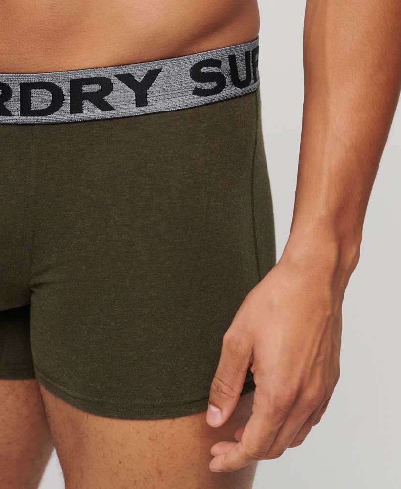 Superdry Organic Cotton Boxer Triple Pack Asphalt Grit/Winter Kahki Grit/Black