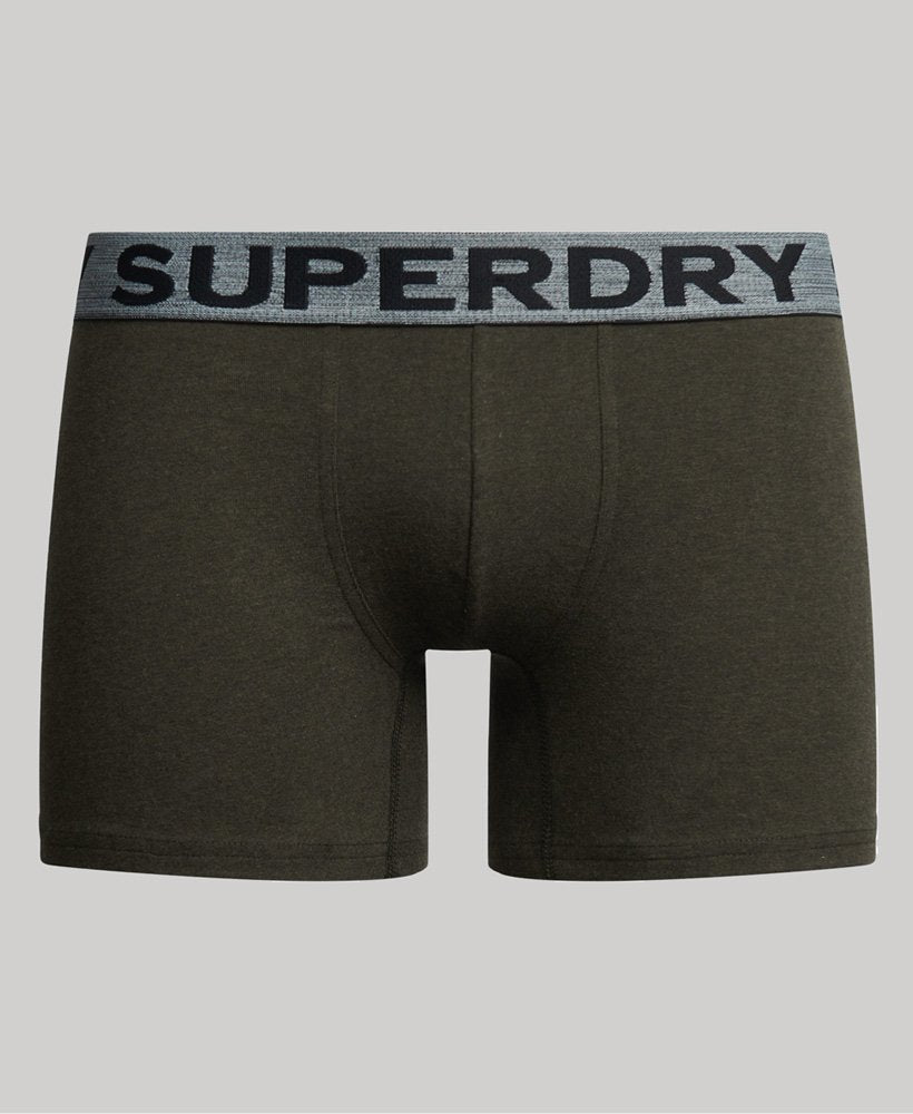 Superdry Organic Cotton Boxer Triple Pack Asphalt Grit/Winter Kahki Grit/Black