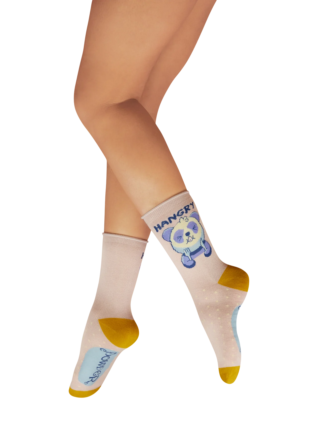 Powder Hangry Panda Ladies Ankle Socks Petal