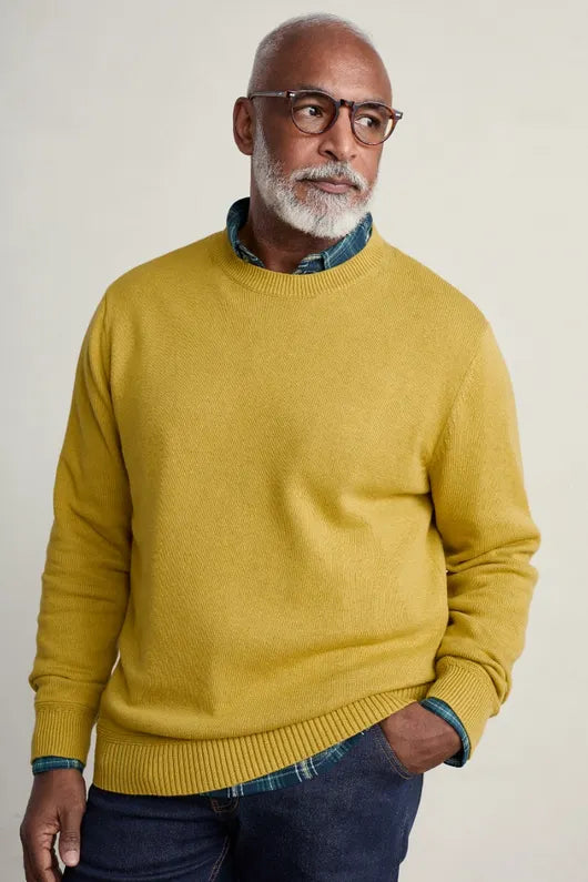 Seasalt Men s Moorstone Knitted Organic Cotton Jumper Dark Hay