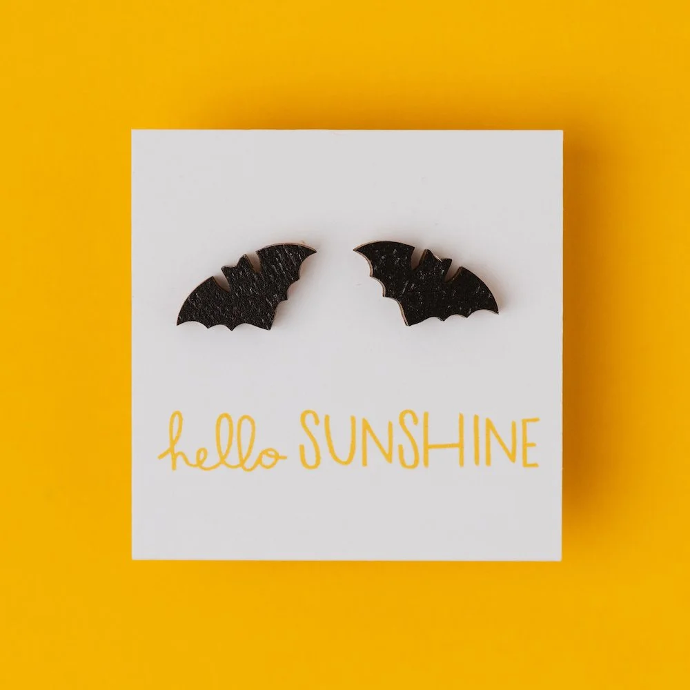 Hello Sunshine Bat Stud Earrings