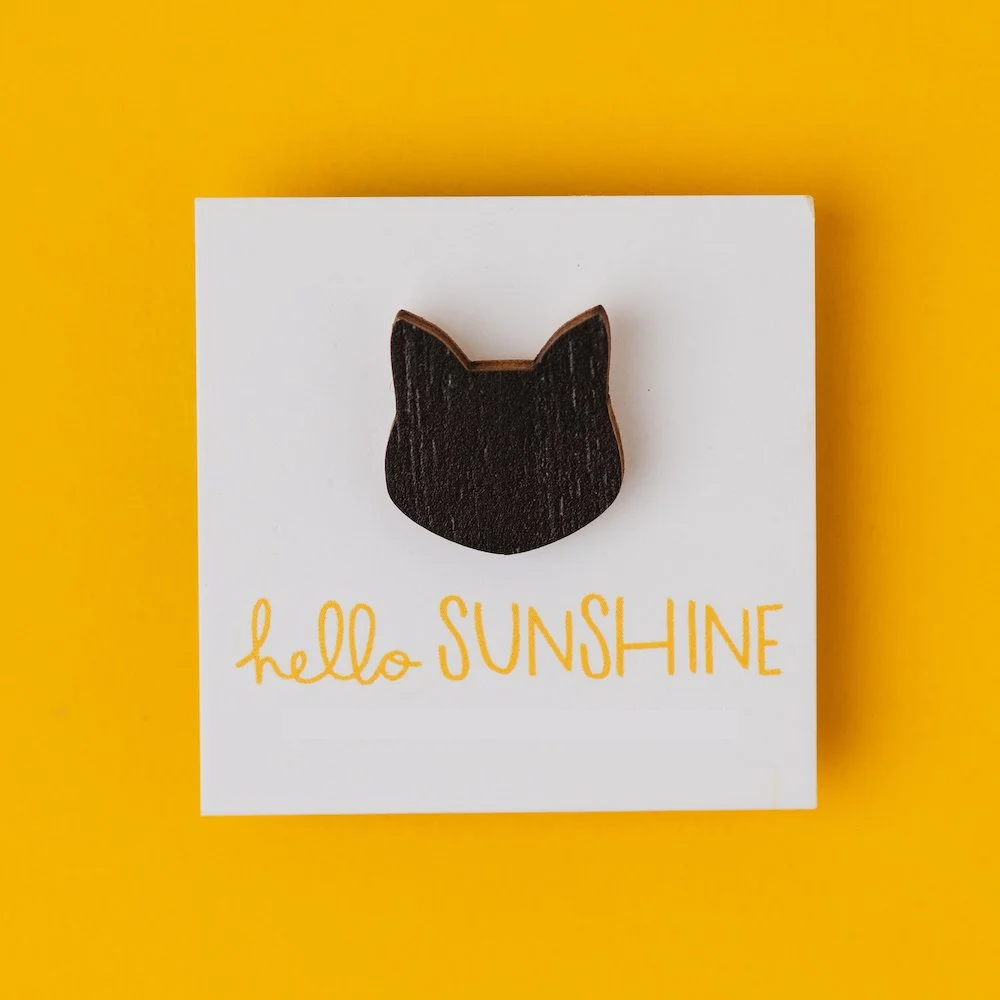 Hello Sunshine Black Cat Lapel Pin