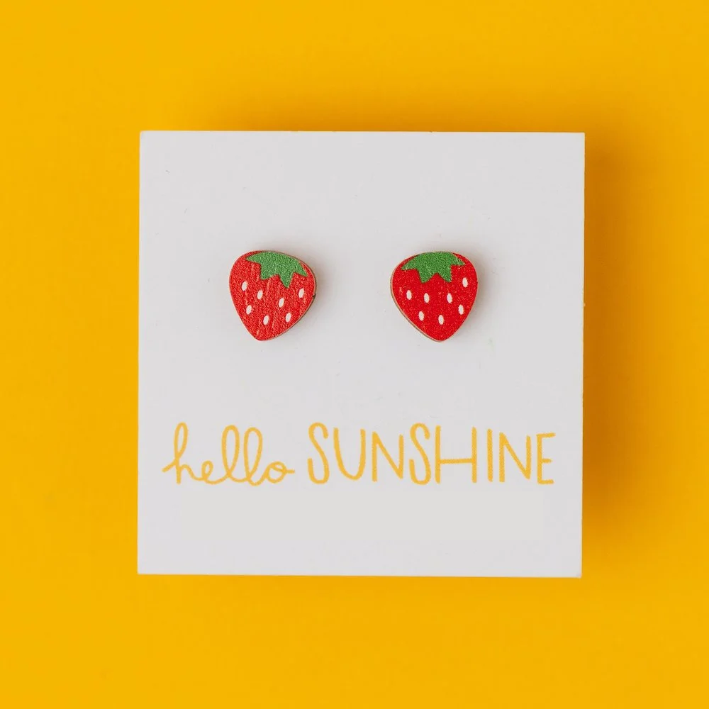 Hello Sunshine Strawberry Stud Earrings