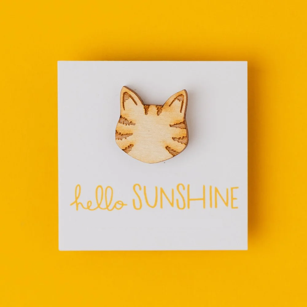 Hello Sunshine Tabby Cat Lapel Pin