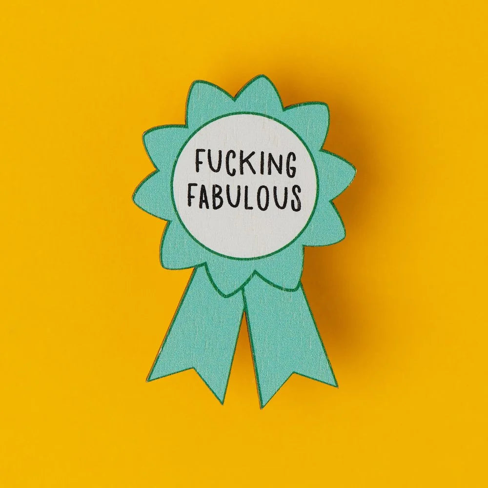 Hello Sunshine Mint Rude Rosette Lapel Pin