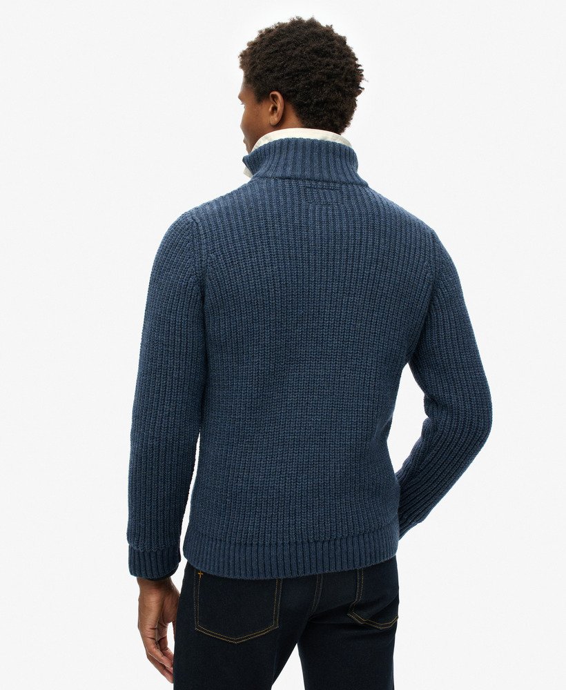 Superdry Jacob Cable Knit Half Zip Jumper Indigo