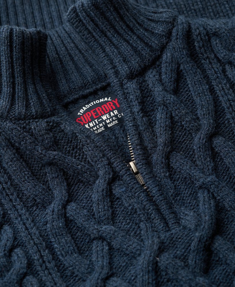 Superdry Jacob Cable Knit Half Zip Jumper Indigo