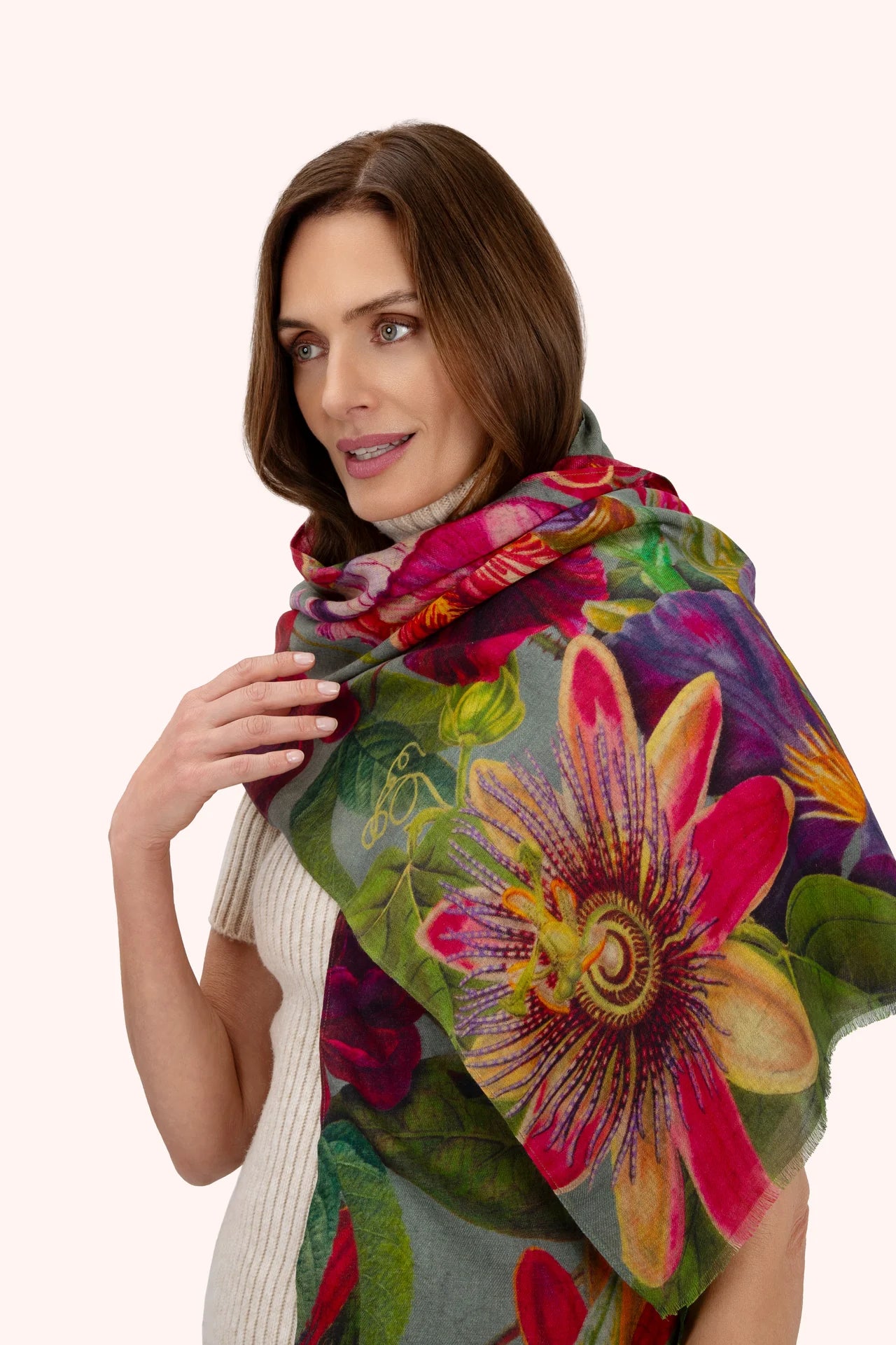 Powder Winter Iris in Ice Wool Wrap Scarf