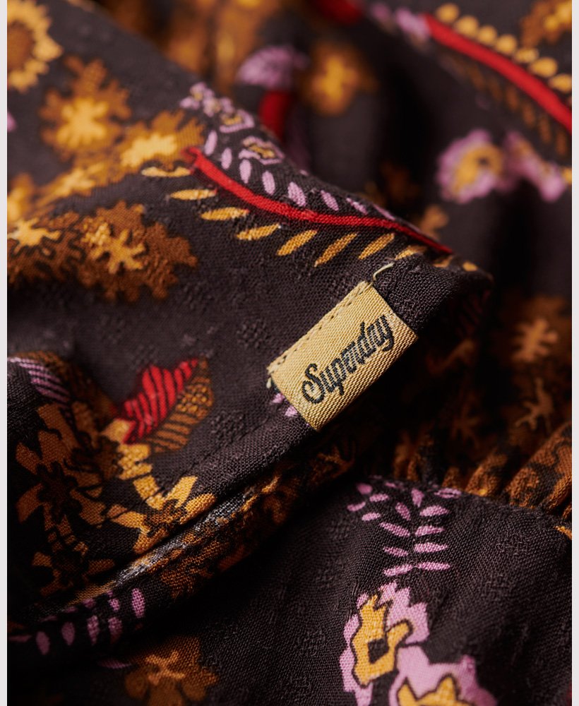 Superdry Printed Tiered Midi Dress Black Juju Floral Print