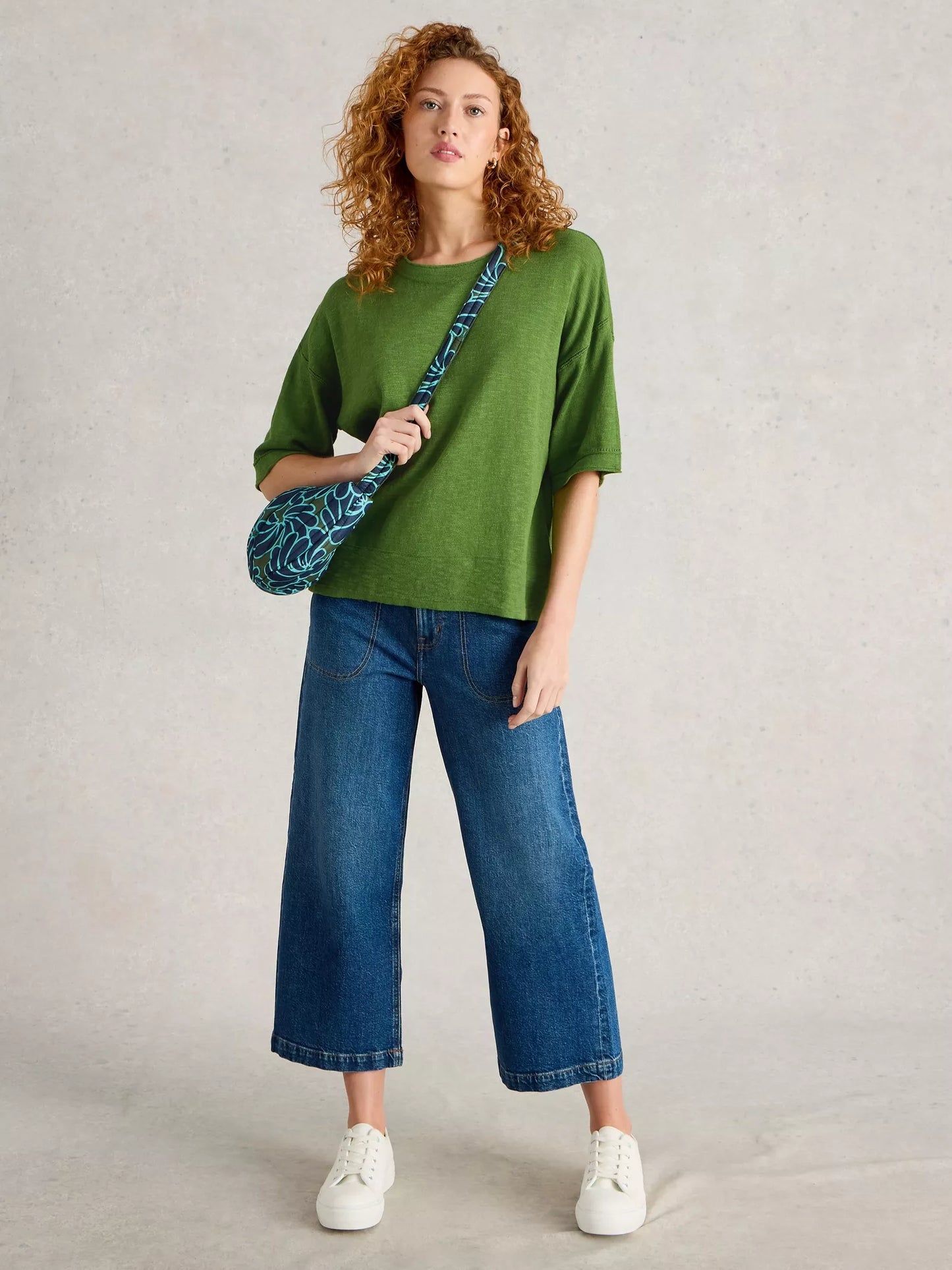 White Stuff Kate Linen Blend Tee Bright Green