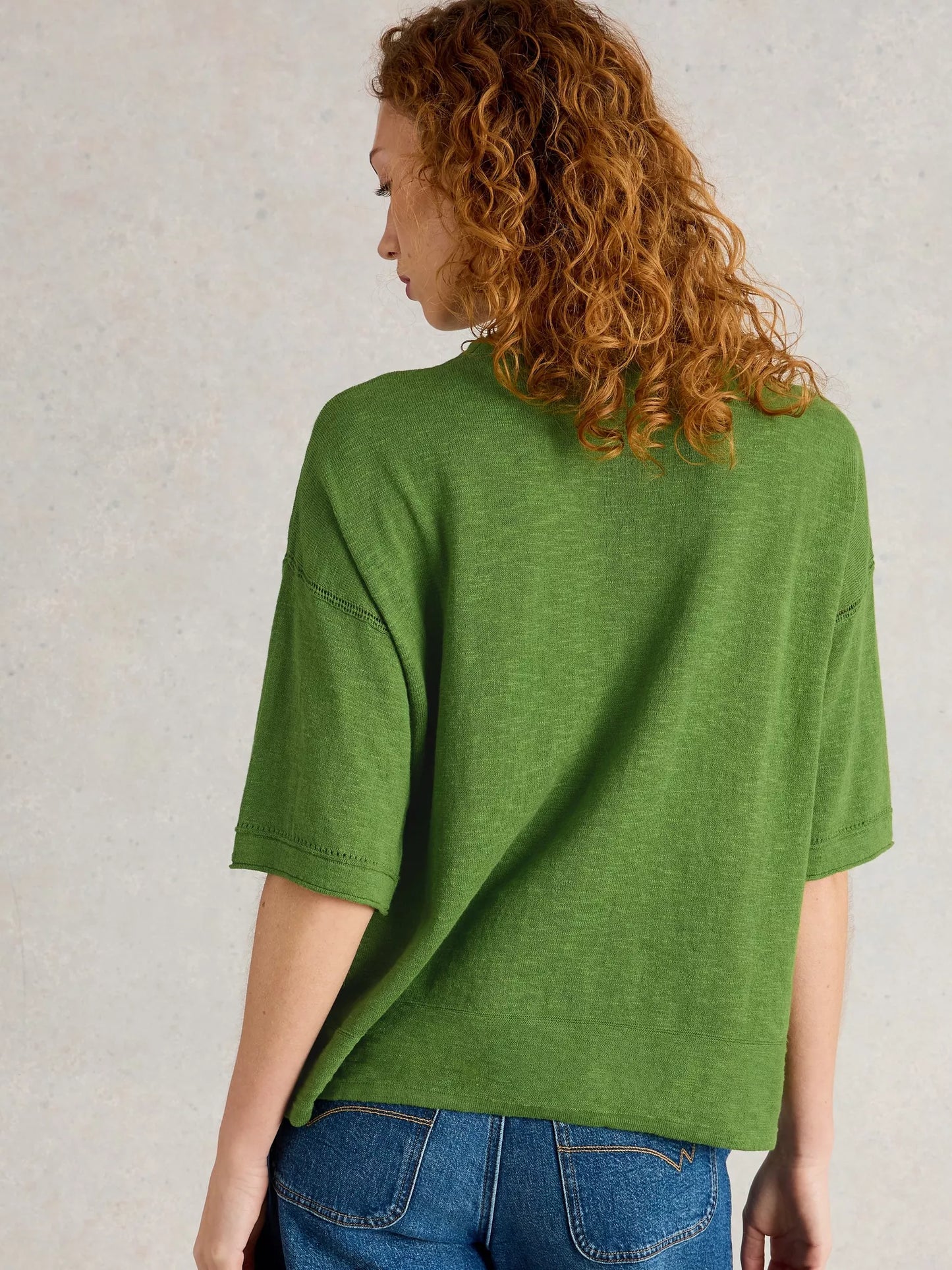 White Stuff Kate Linen Blend Tee Bright Green