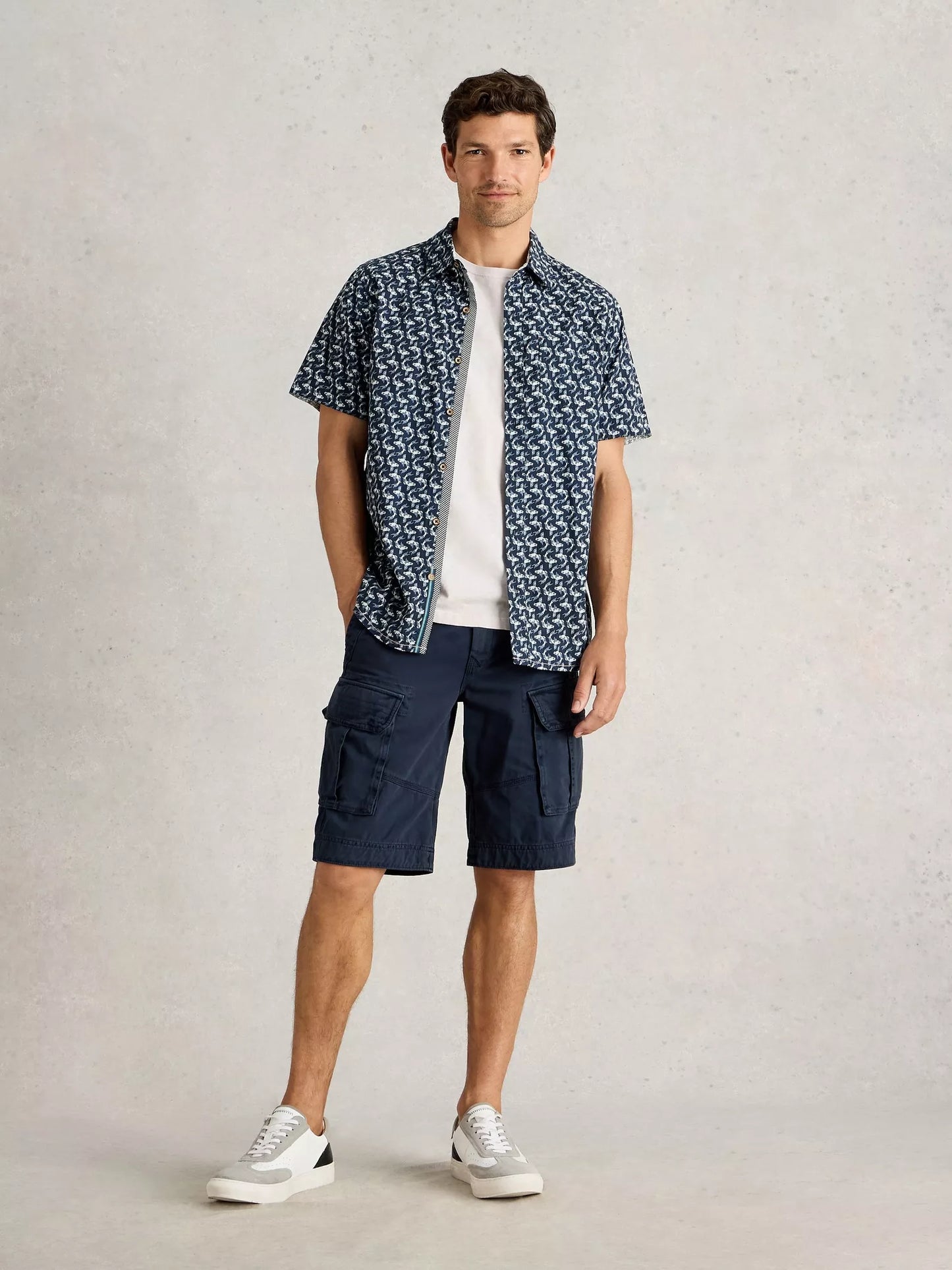White Stuff Finsbury Koi Printed Shirt Navy