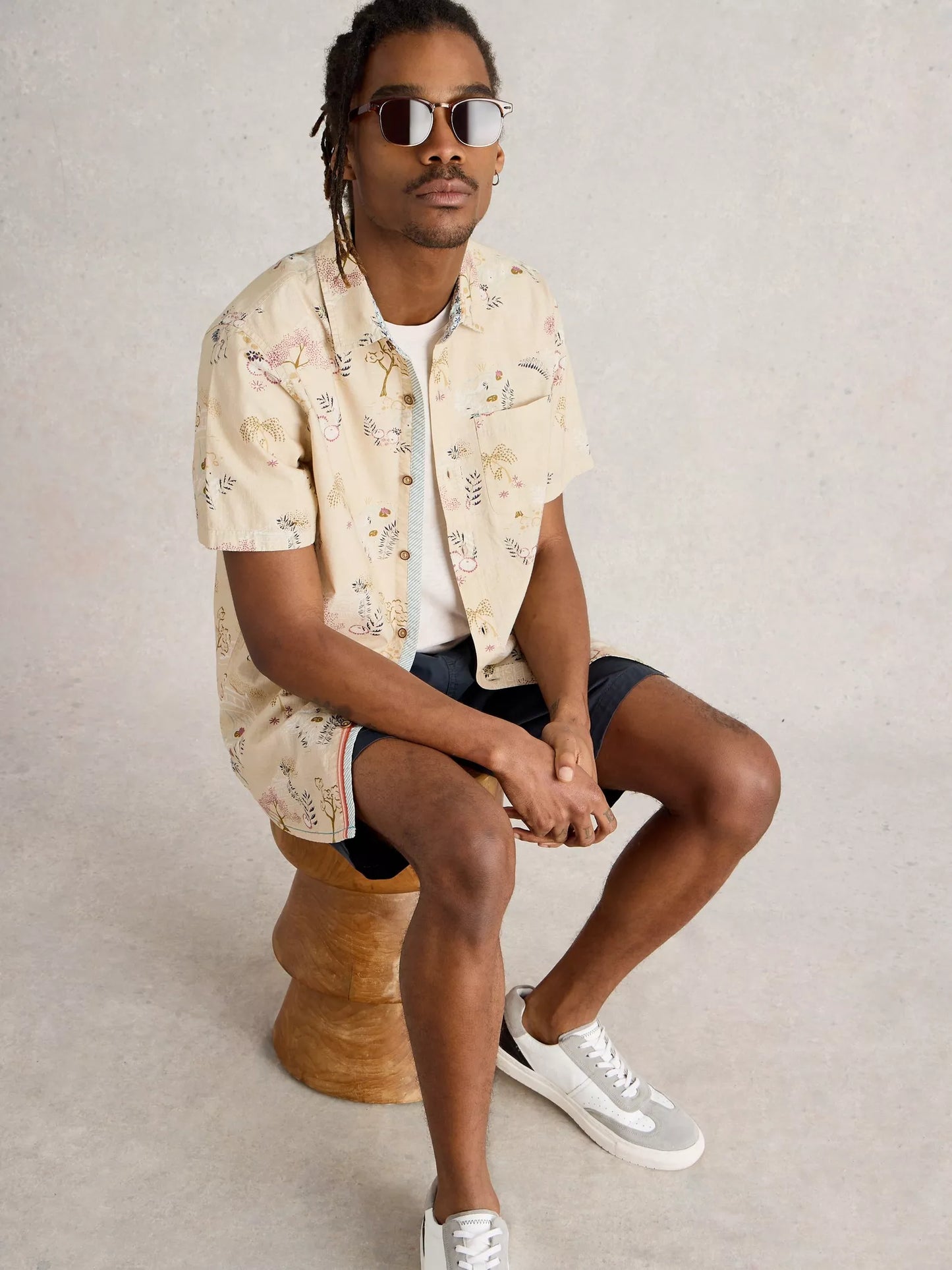 White Stuff Finsbury Kyoto Printed Shirt Natural