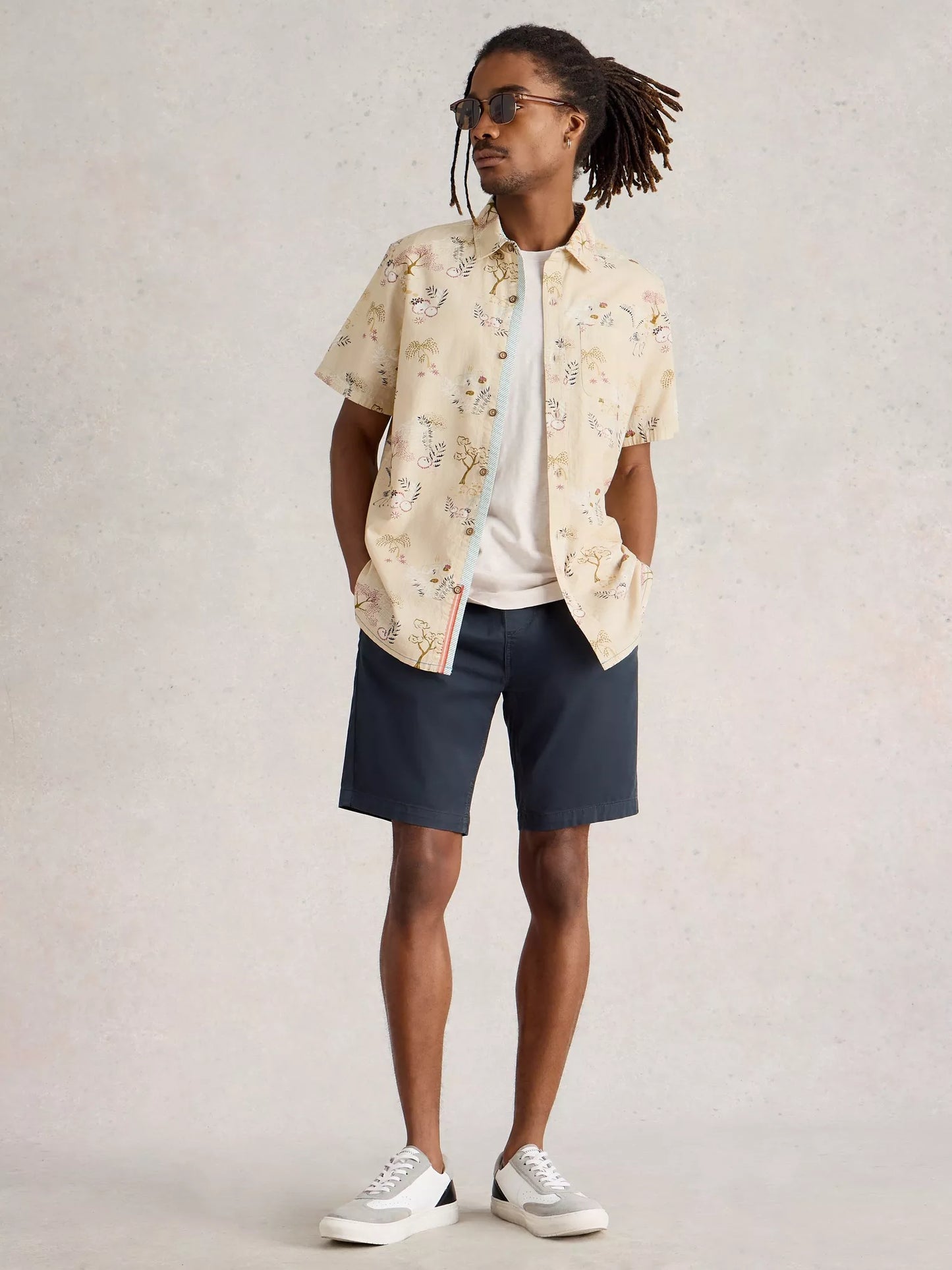 White Stuff Finsbury Kyoto Printed Shirt Natural