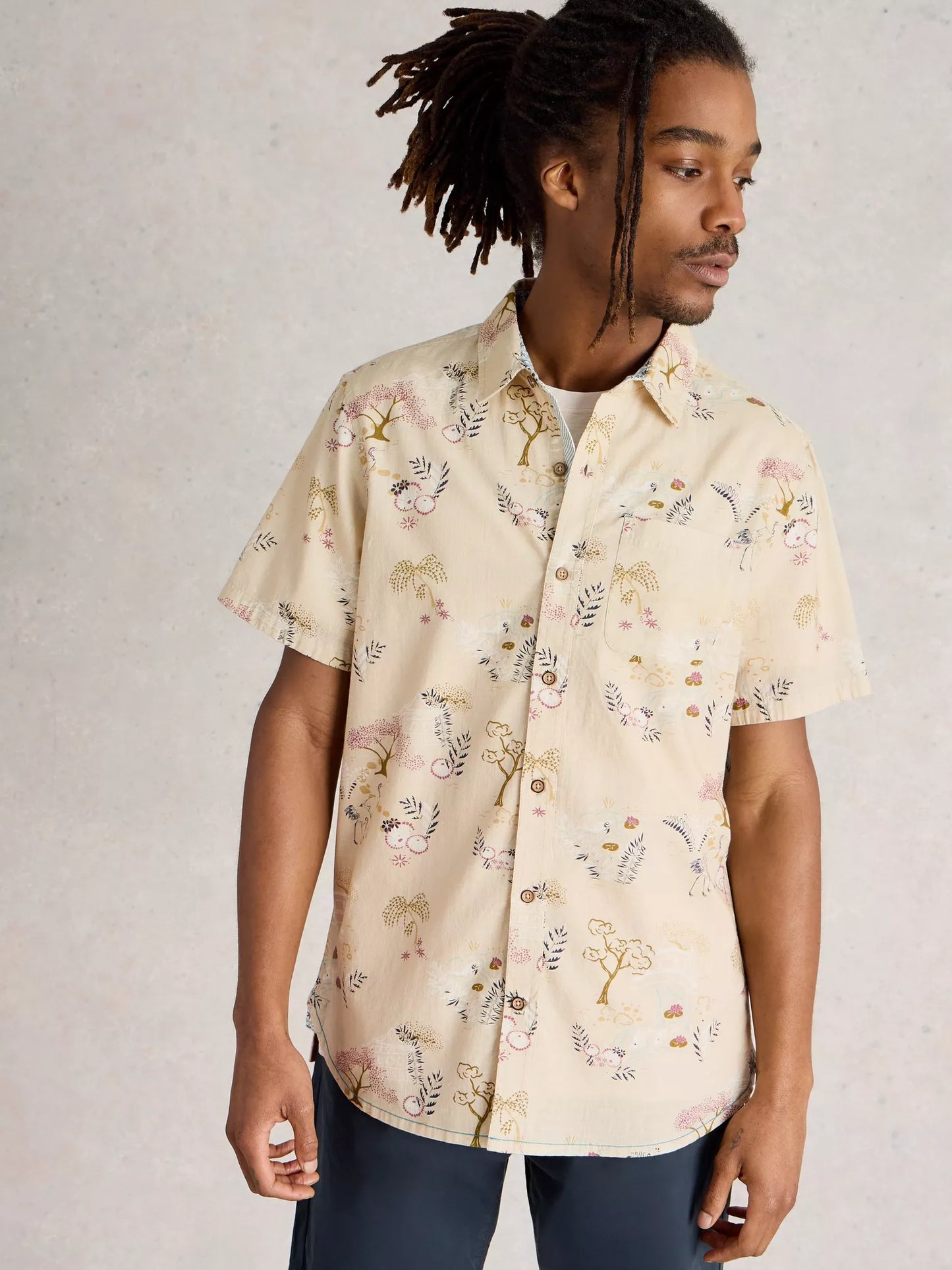 White Stuff Finsbury Kyoto Printed Shirt Natural