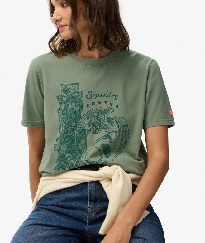 Superdry Tokyo Narrative Relaxed T-Shirt Laurel Khaki