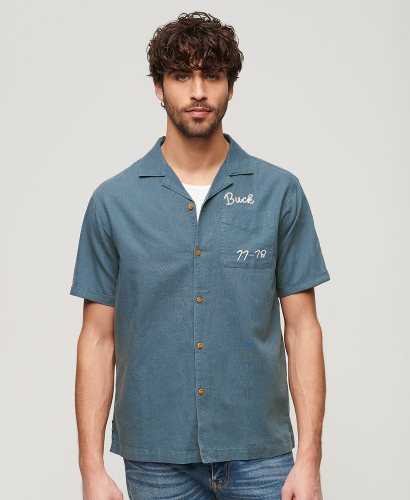 Superdry Resort Short Sleeve Shirt Eclipse Lauren Navy