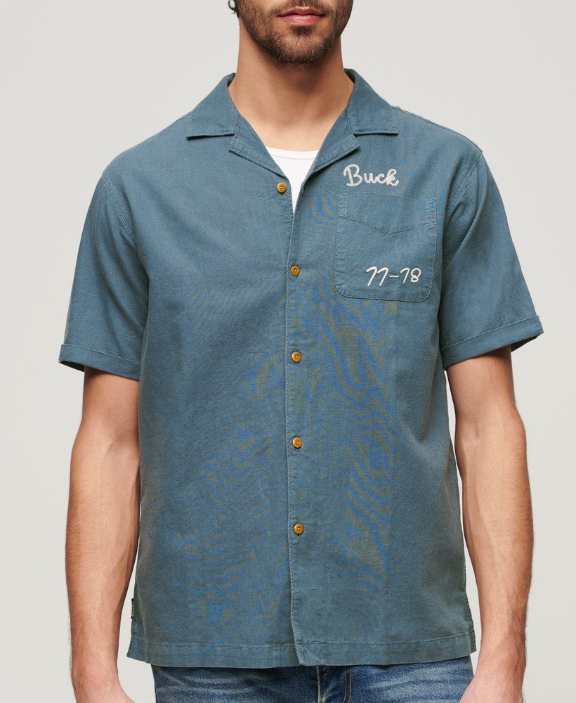 Superdry Clothing Superdry Resort Short Sleeve Shirt Eclipse Lauren Navy Superdry Shirt