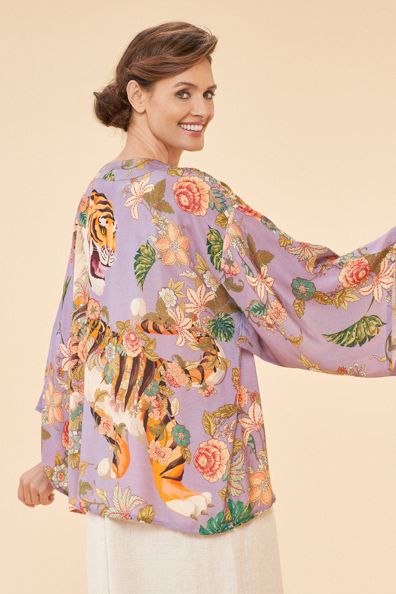 Powder Prancing Tiger Kimono Jacket