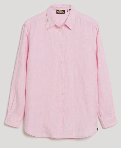 Superdry Casual Linen Boyfriend Shirt Lilac Blush Pink