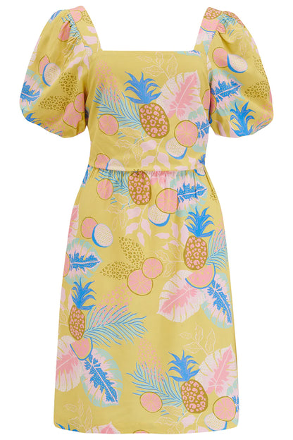 Sugarhill Brighton Lilou Dress Yellow Tropical Fruits