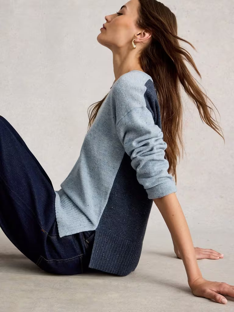 White Stuff Lily V Neck Jumper Blue