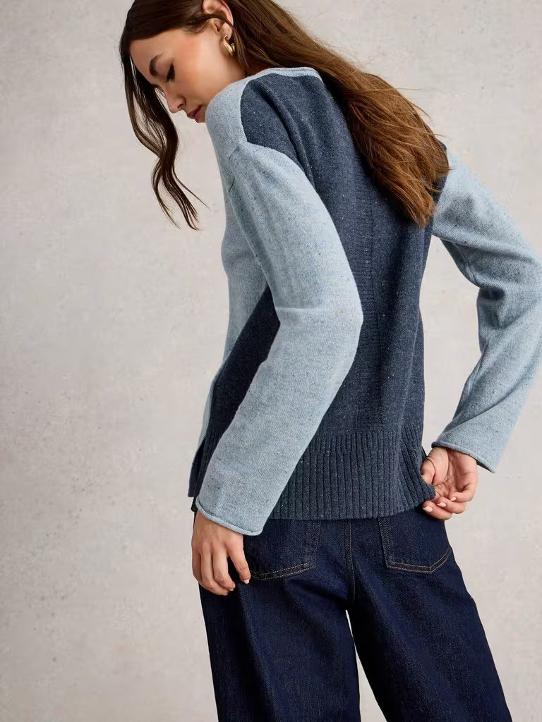 White Stuff Lily V Neck Jumper Blue