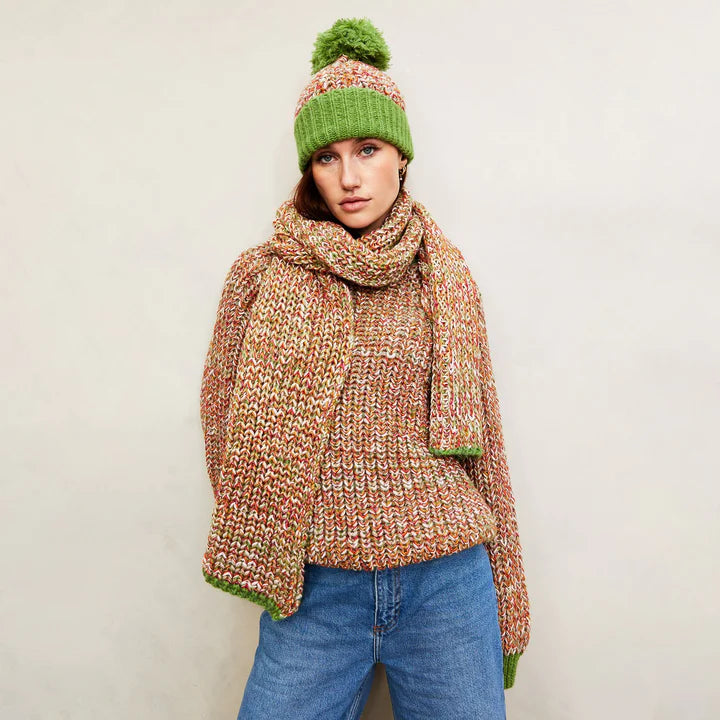 Cara & The Sky Lolly Twist Beanie Bobble Knitted Hat