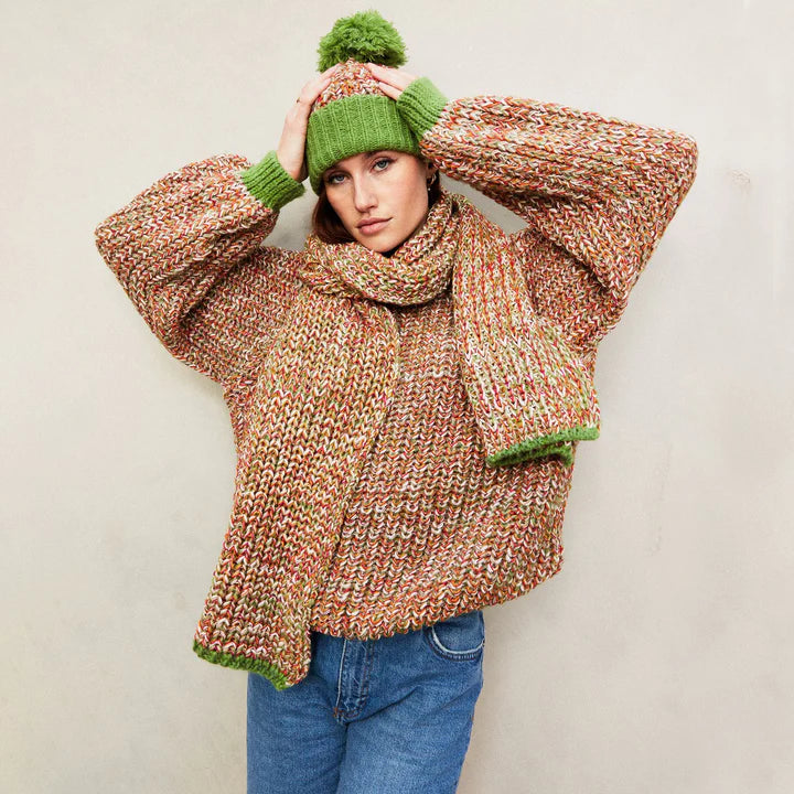 Cara & The Sky Lolly Twist Beanie Bobble Knitted Hat