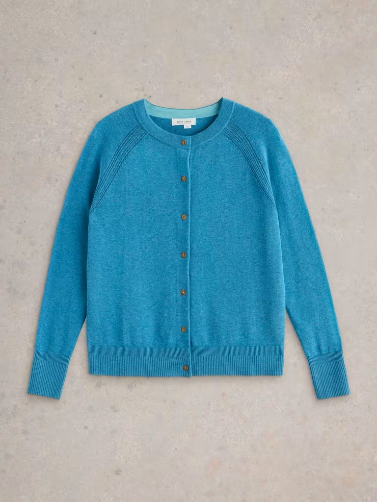 White Stuff Lulu Crew Neck Cardi Mid Blue