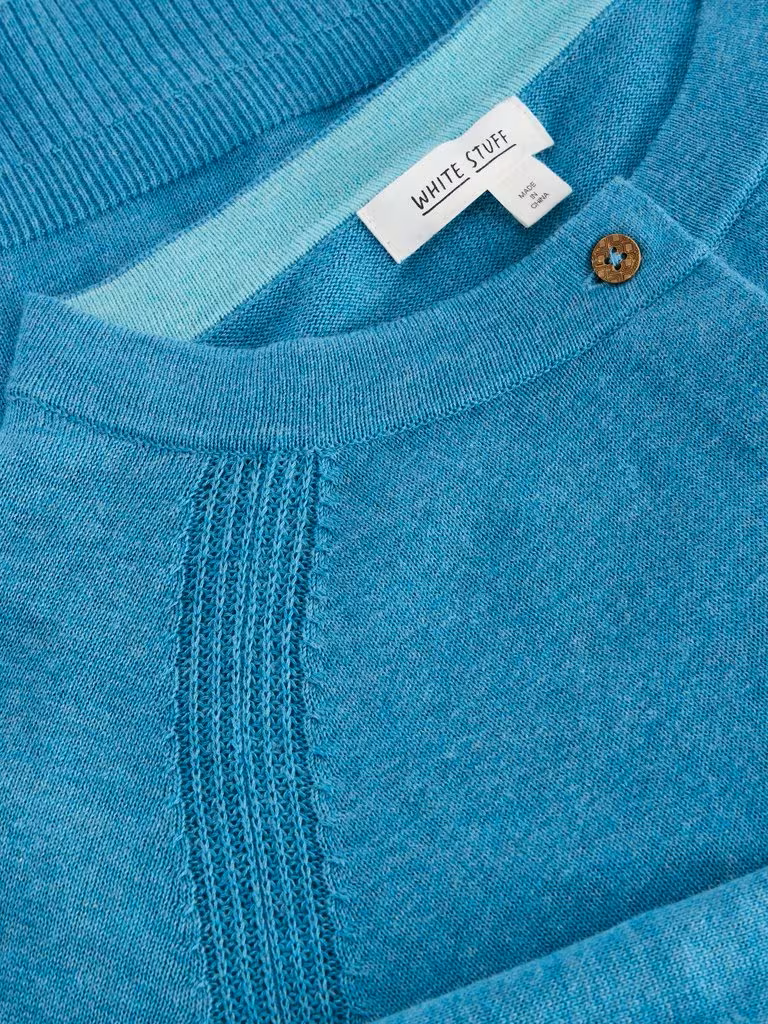 White Stuff Lulu Crew Neck Cardi Mid Blue