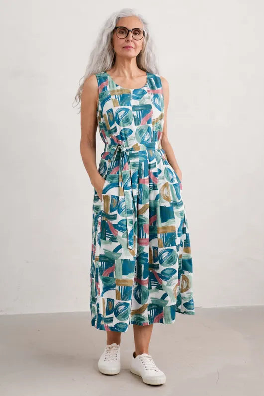 Seasalt Belle Fit-and-flare Midi Dress Driftwood Marks Chalk