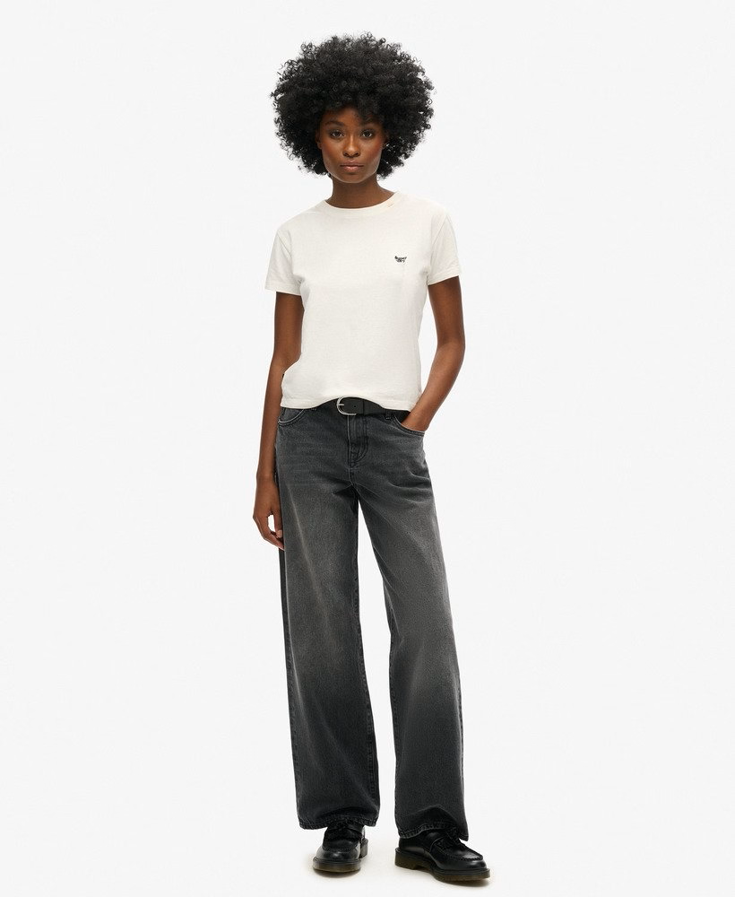 Superdry Mid Rise Wide Leg Jeans Boston Night Black