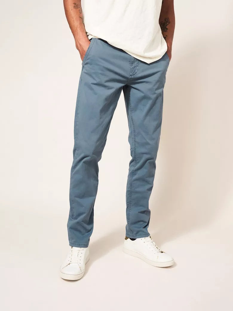 White Stuff Sutton Organic Chino Trousers Mid Blue