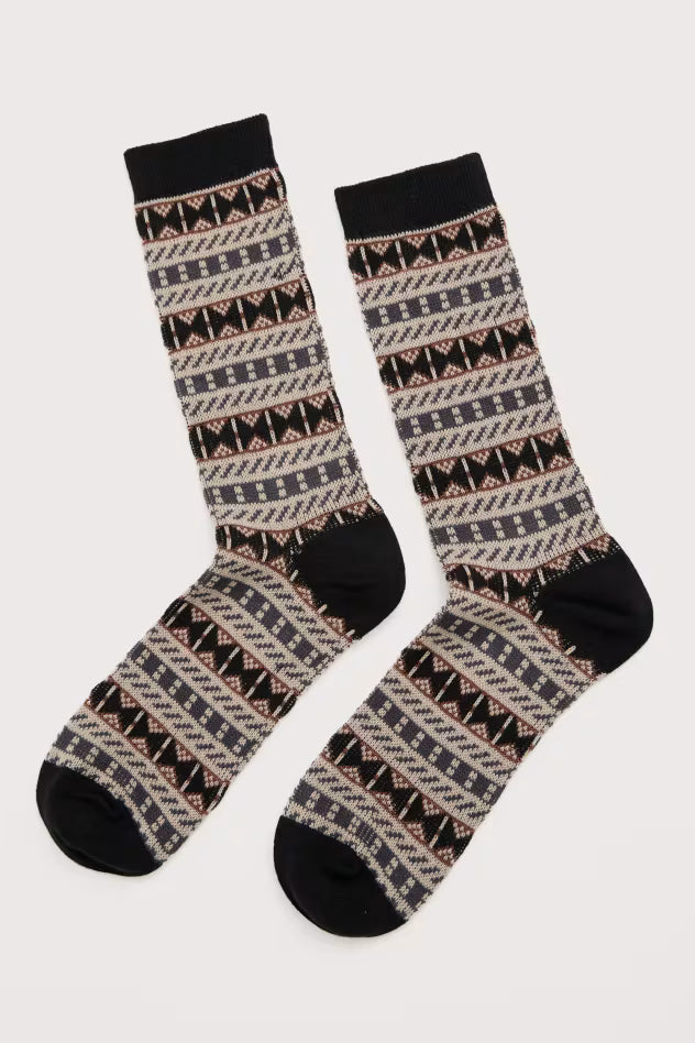 Seasalt Men's Bloomin Good Fair Isle Socks Minva Onyx