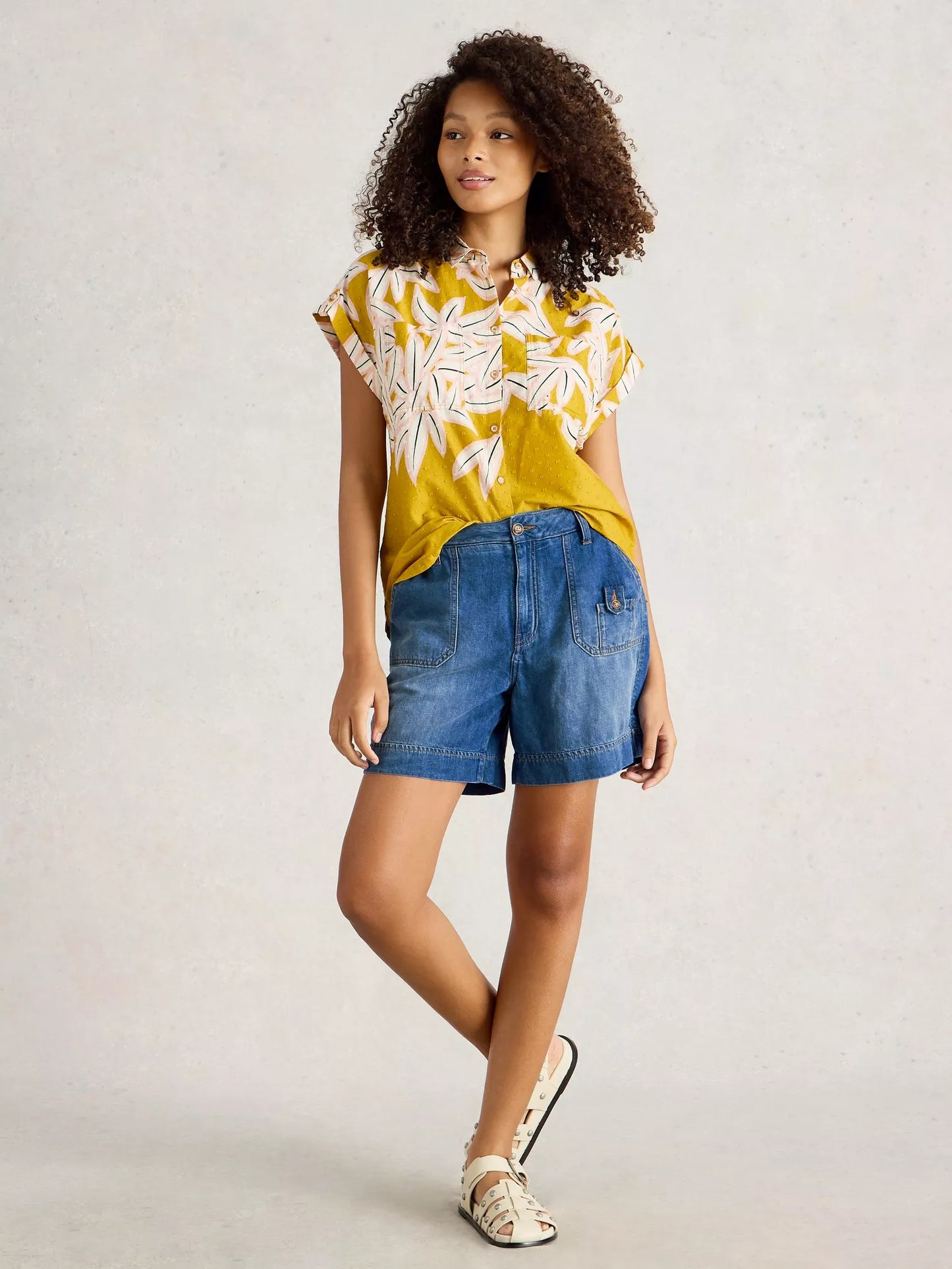 White Stuff Combat Mollie Denim Shorts Dk Denim