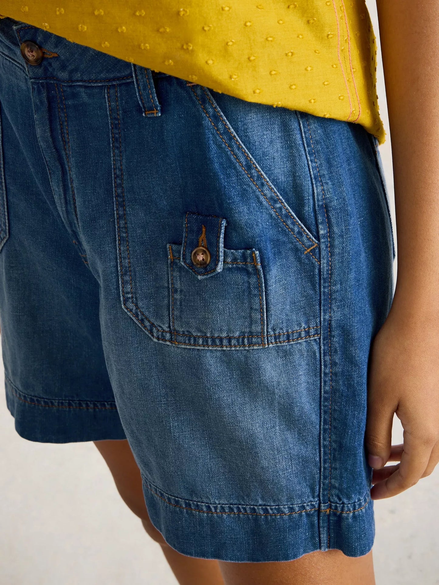 White Stuff Combat Mollie Denim Shorts Dk Denim