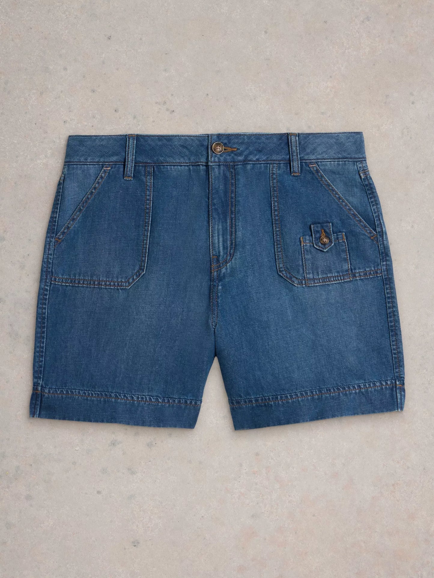 White Stuff Combat Mollie Denim Shorts Dk Denim