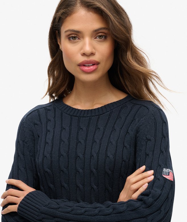 Superdry Slouchy Cable Knit Jumper Deep Navy