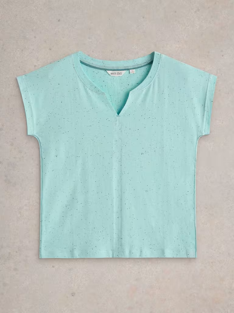 White Stuff Nelly Nep Notch Neck Tee Bright Blue