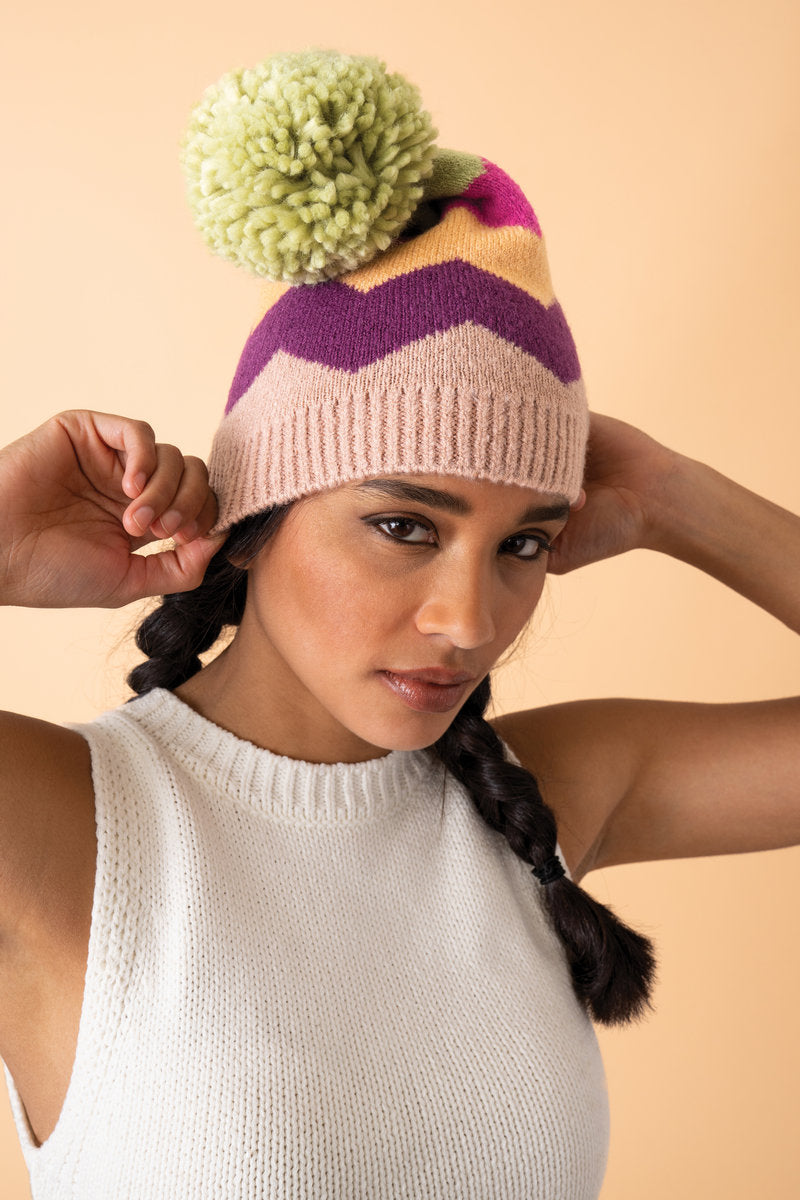 Powder Hat Powder Clothing Powder Powder Nora Bobble Hat Taupe Mix Womens Beanie